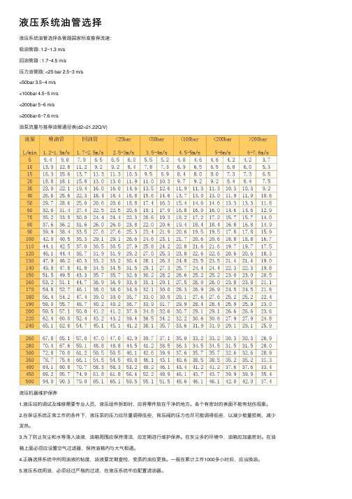 液压系统油管选择