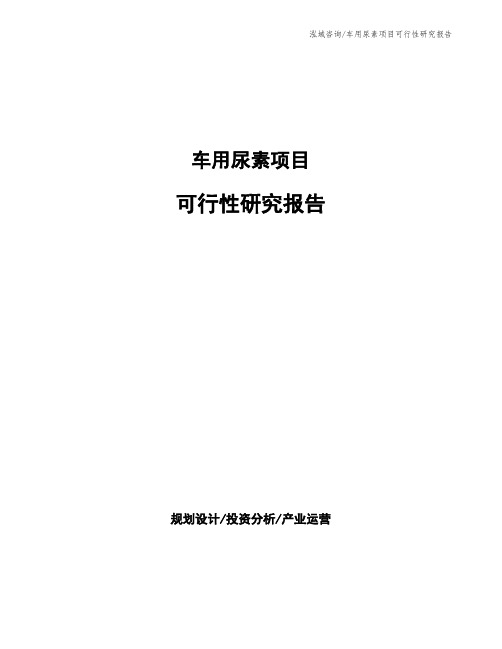 车用尿素项目可行性研究报告