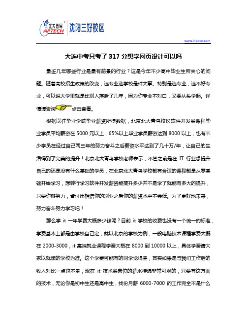中考只考了317分想学网页设计可以吗
