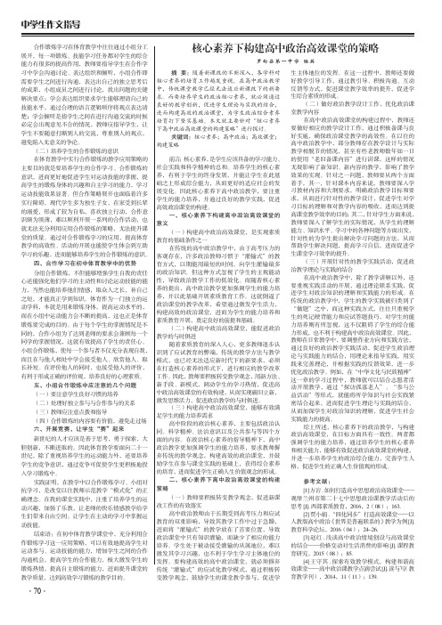 核心素养下构建高中政治高效课堂的策略