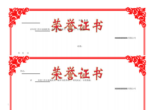 优秀员工荣誉证书模版