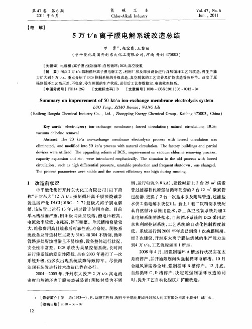 5万t/a离子膜电解系统改造总结