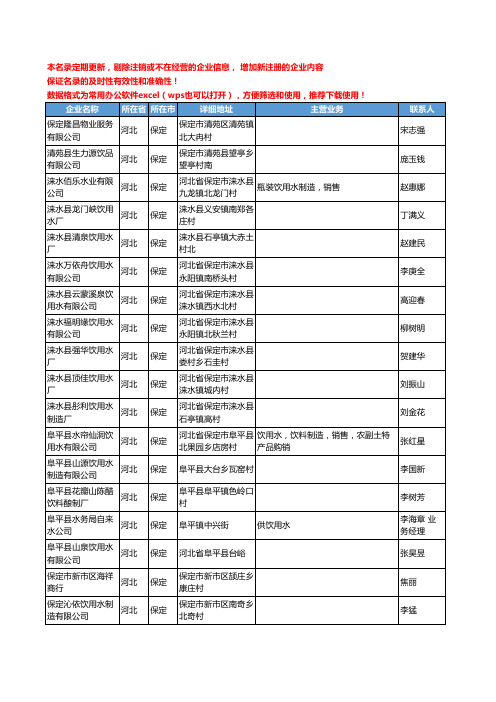 2020新版河北省保定饮用水工商企业公司名录名单黄页联系方式大全97家