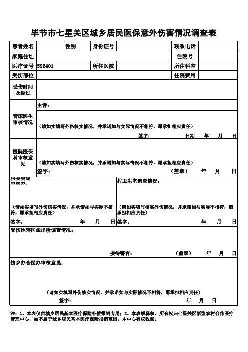 合作医疗外伤证明(2015年版)