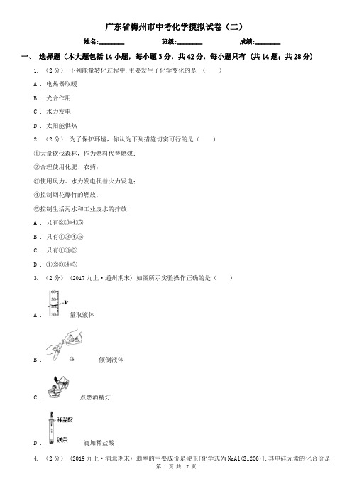 广东省梅州市中考化学摸拟试卷(二)