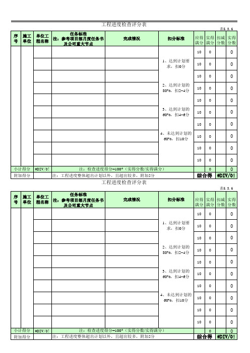 建筑工程施工进度检查评分表