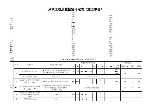 分项工程质量检验评定表