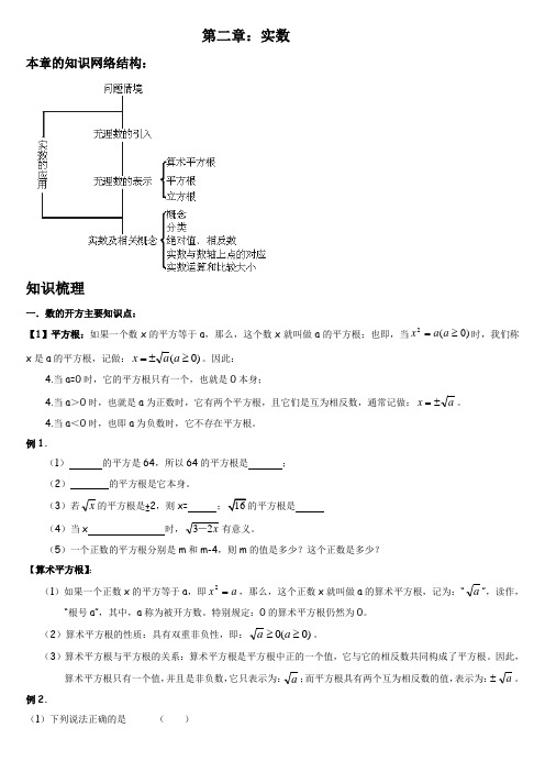 北师大版八年级上第二章实数全章复习知识点总结与各考点习题