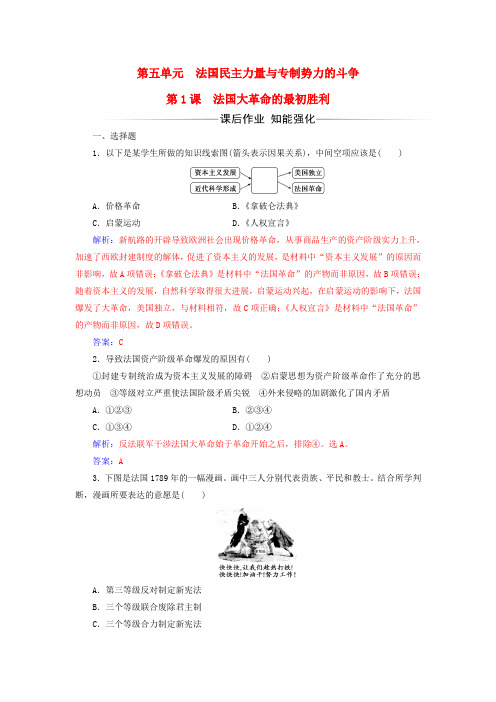 2016-2017学年高中历史 第五单元 法国民主力量与专制势力的斗争 第1课 法国大革命的最初