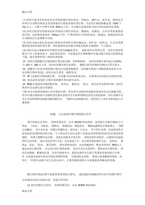 (整理)污水处理中微生物的指示作用