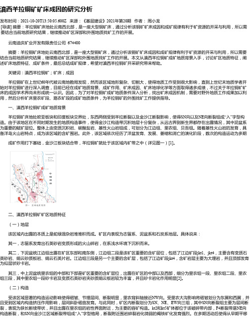 滇西羊拉铜矿矿床成因的研究分析