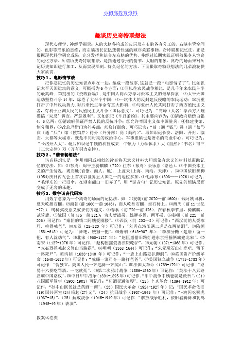 [K12]江西省高考高中复习历史 巧记系列47 趣谈历史奇特联想法素材