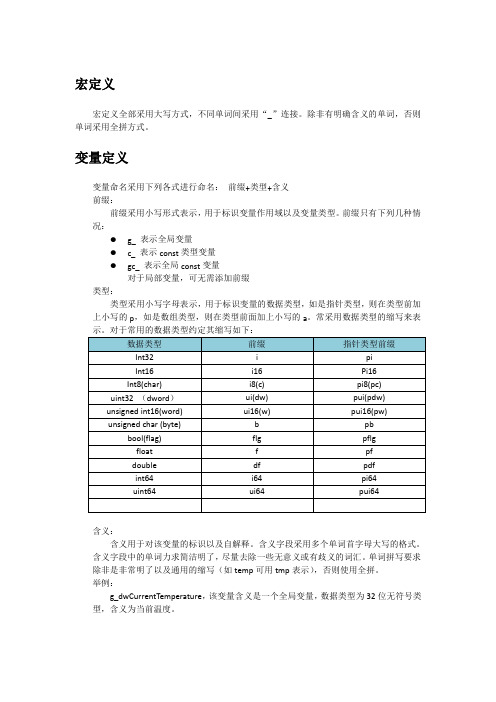 C语言命名规则