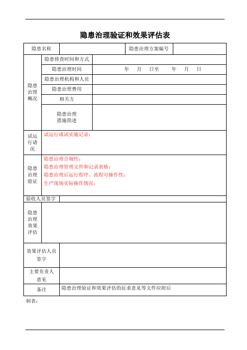 隐患治理验证和效果评估表