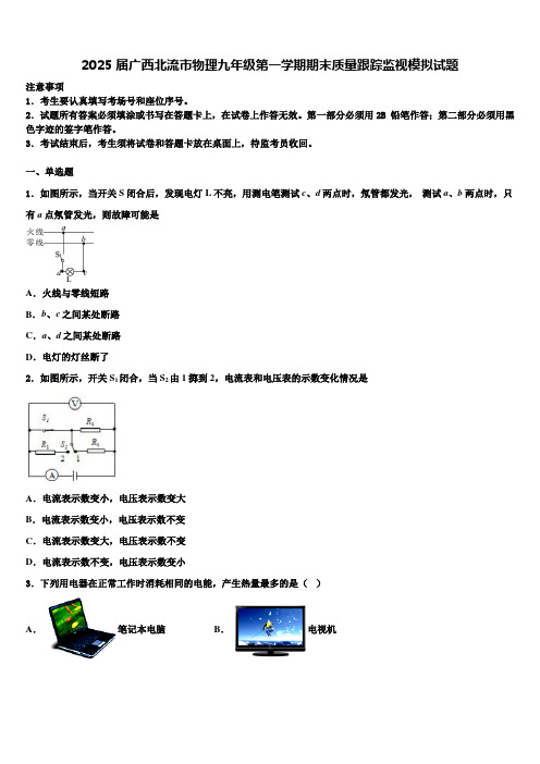 2025届广西北流市物理九年级第一学期期末质量跟踪监视模拟试题含解析