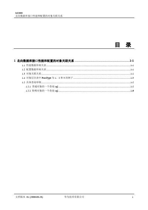 M2000北向数据库接口性能和配置的对象关联关系(机密)