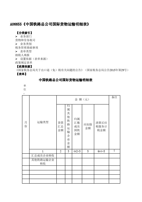 《中国铁路总公司国际货物运输明细表》附填表说明