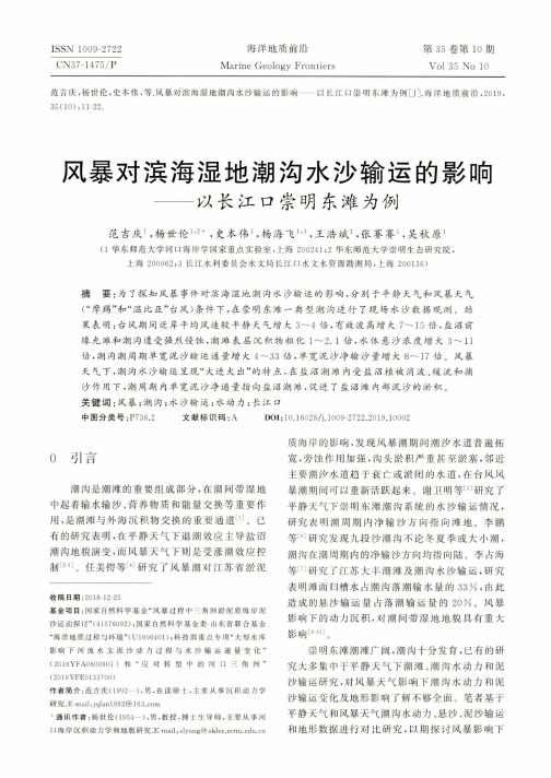 风暴对滨海湿地潮沟水沙输运的影响--以长江口崇明东滩为例