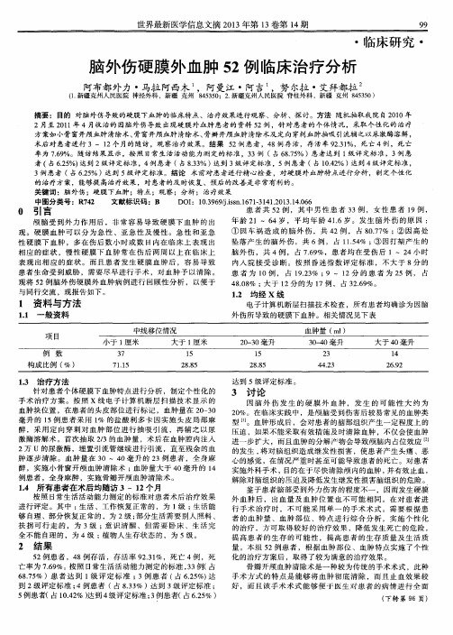 脑外伤硬膜外血肿52例临床治疗分析