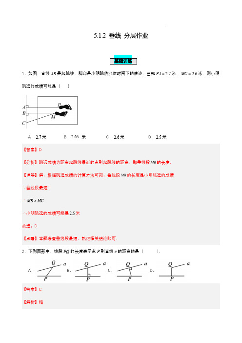  垂线(分层作业)【解析版】