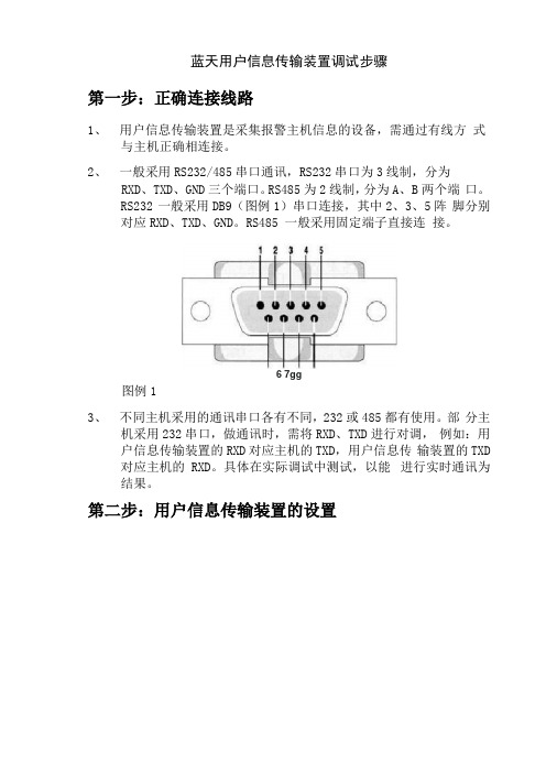 蓝天用户信息传输装置调试步骤