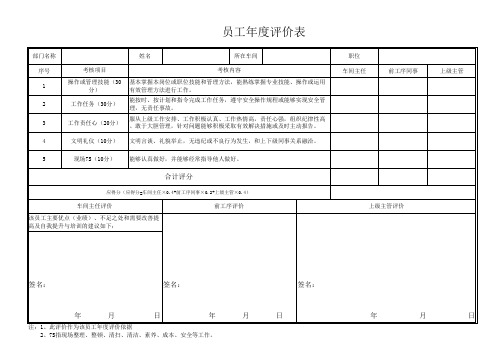 员工年度评价表