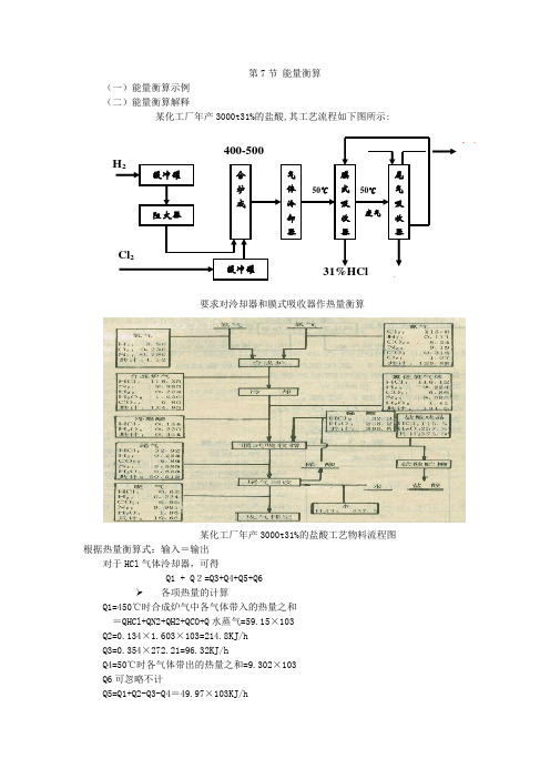 第7节能量衡算能量衡算示例能量衡算解释某化工厂年产