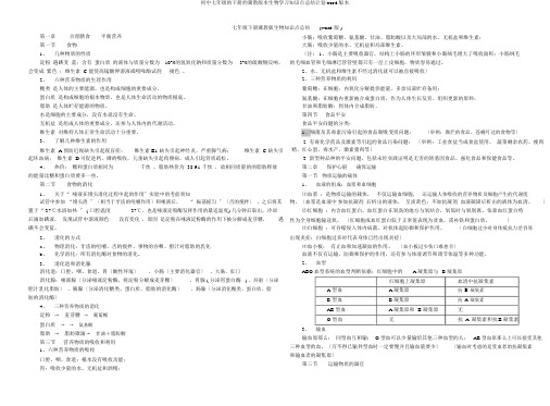 初中七年级的下册的冀教版本生物学习知识点总结计划word版本