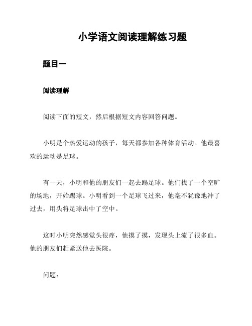 小学语文阅读理解练习题