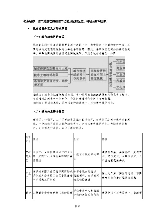 城市地域结构和城市功能分区的区位、特征及影响因素