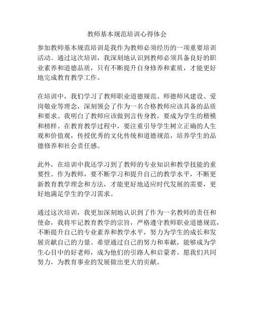 教师基本规范培训心得体会