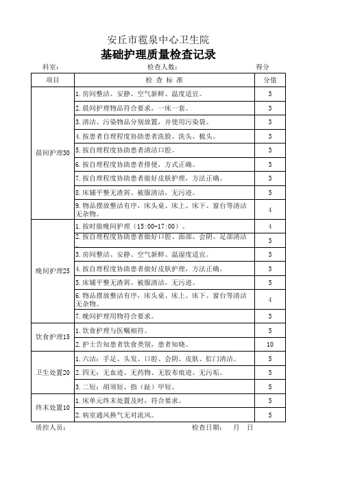 基础护理质量检查记录