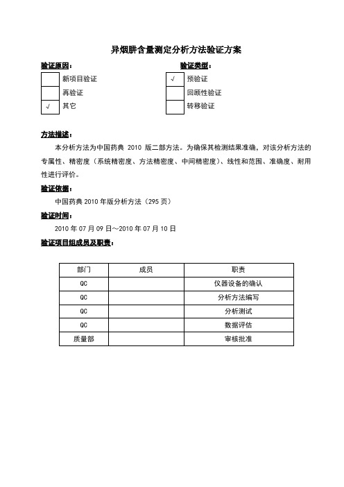 分析方法验证方案