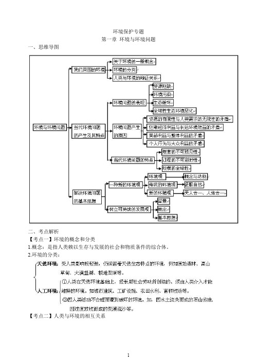 高考地理环境保护专题(思维导图+考点解析+高考典型例题)