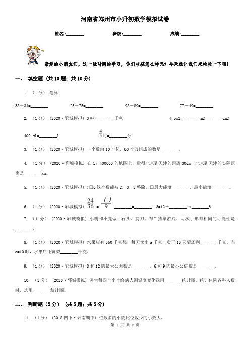 河南省郑州市小升初数学模拟试卷