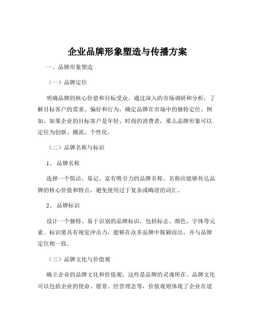 企业品牌形象塑造与传播方案