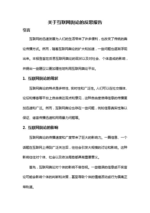 关于互联网舆论的反思报告