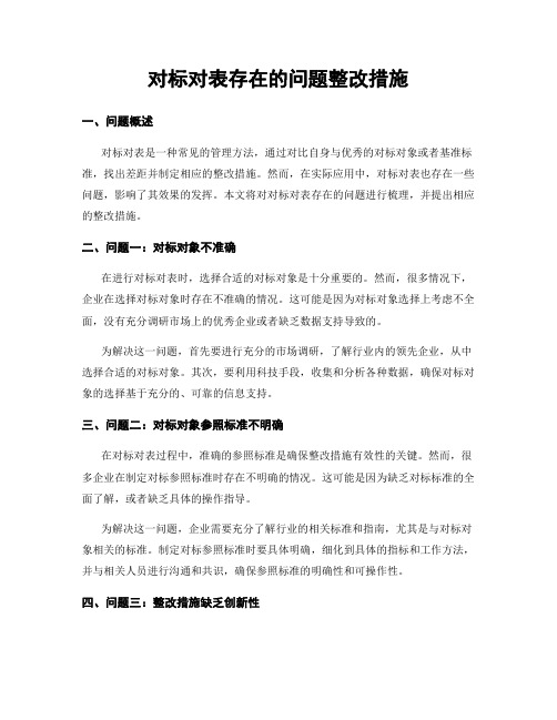 对标对表存在的问题整改措施