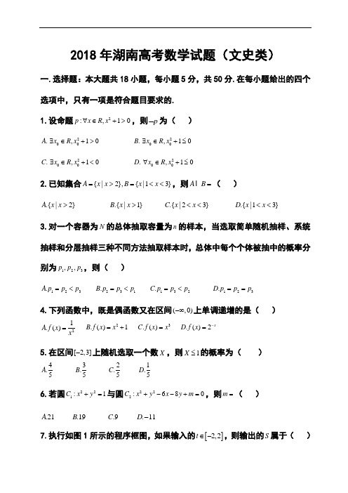 最新--湖南卷高考文科数学真题  精品推荐