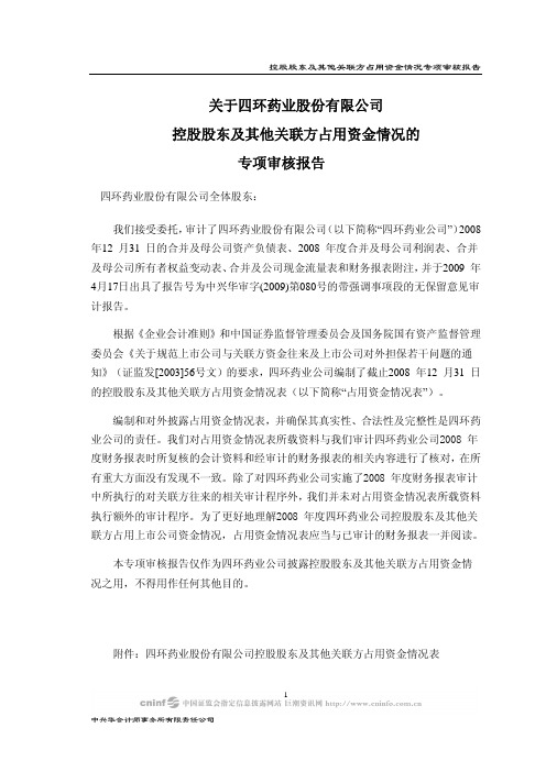 控股股东及其他关联方占用资金情况专项审核报告