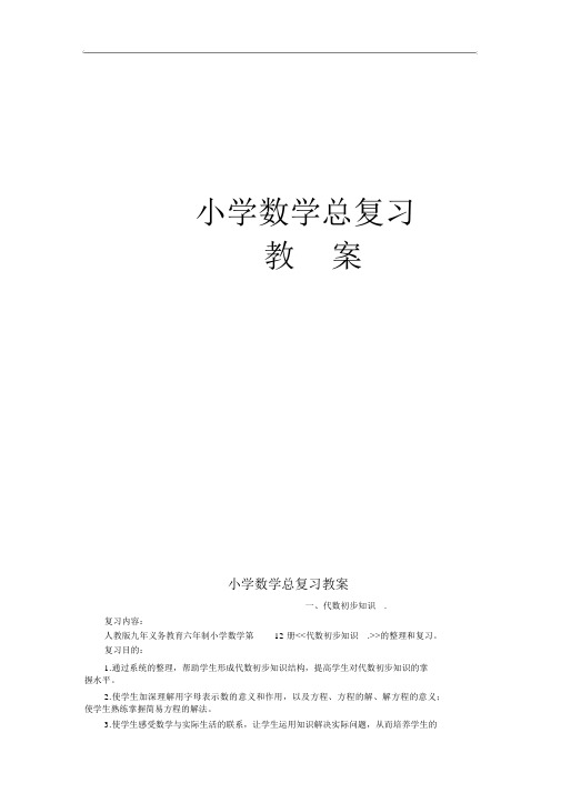 小学数学总复习教案全集(30页)