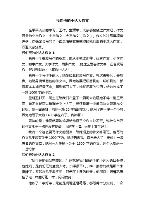 我们班的小达人作文