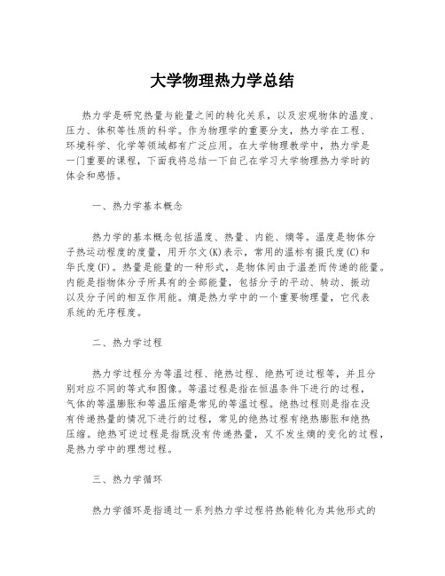 大学物理热力学总结