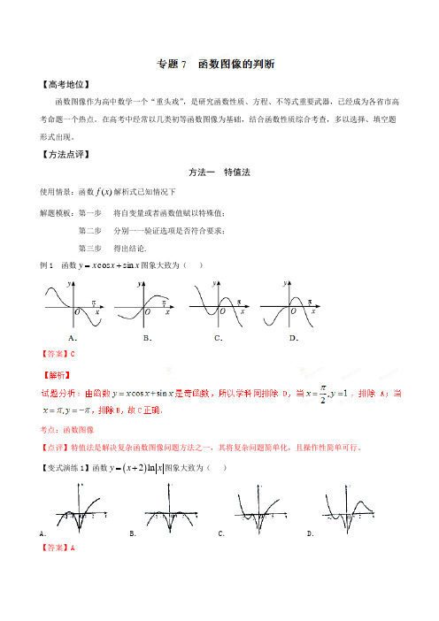 高考数学：专题10 函数图像的判断(解析版)