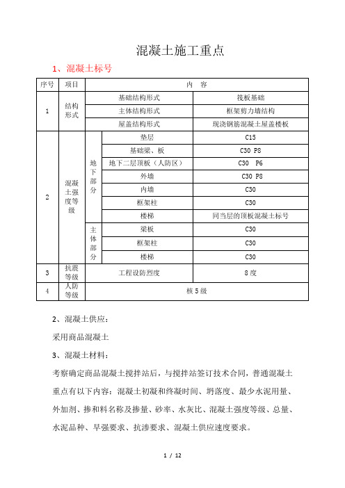 长城杯技术交底混凝土重点