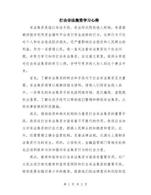 打击非法集资学习心得