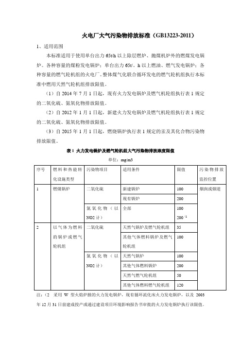 火电厂排放标准