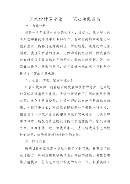 艺术设计学专业——职业生涯报告