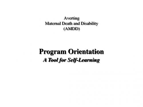AMDD Program Orientation