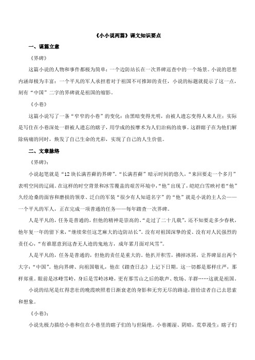 〖2021年整理〗《小小说两篇》课文要点